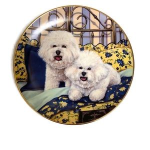 The Danbury Mint Limited Edition Bichon Friese Series Cuddle Up Decorative Plate